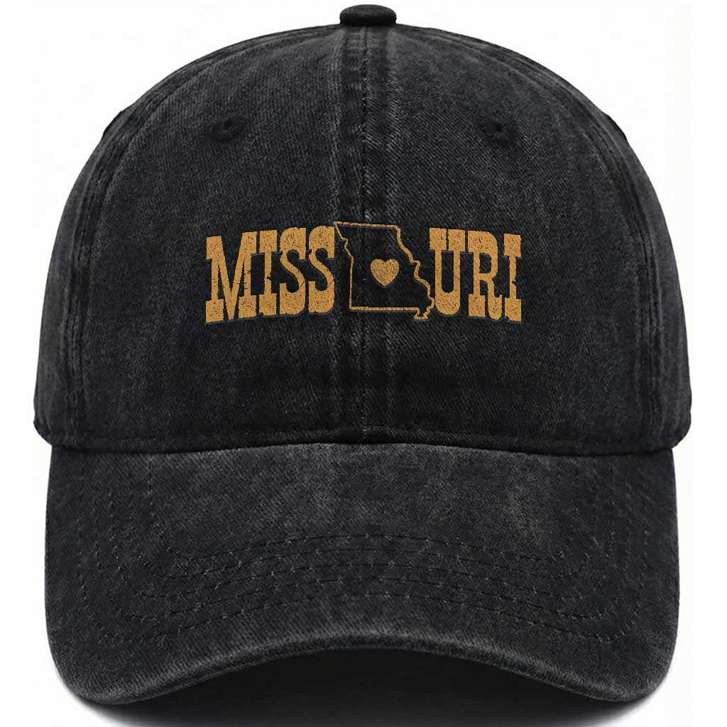Vintage Missouri State Map Washed Cotton Baseball Cap Midwest Pride Gift TS12 Print Your Wear