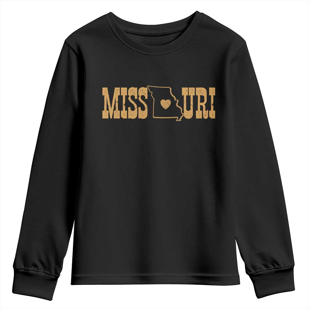 Vintage Missouri State Map Youth Sweatshirt Midwest Pride Gift TS12 Black Print Your Wear