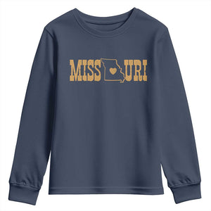 Vintage Missouri State Map Youth Sweatshirt Midwest Pride Gift TS12 Navy Print Your Wear