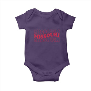 Retro Missouri State Pride Baby Onesie Groovy Wavy Typography TS12 Purple Print Your Wear