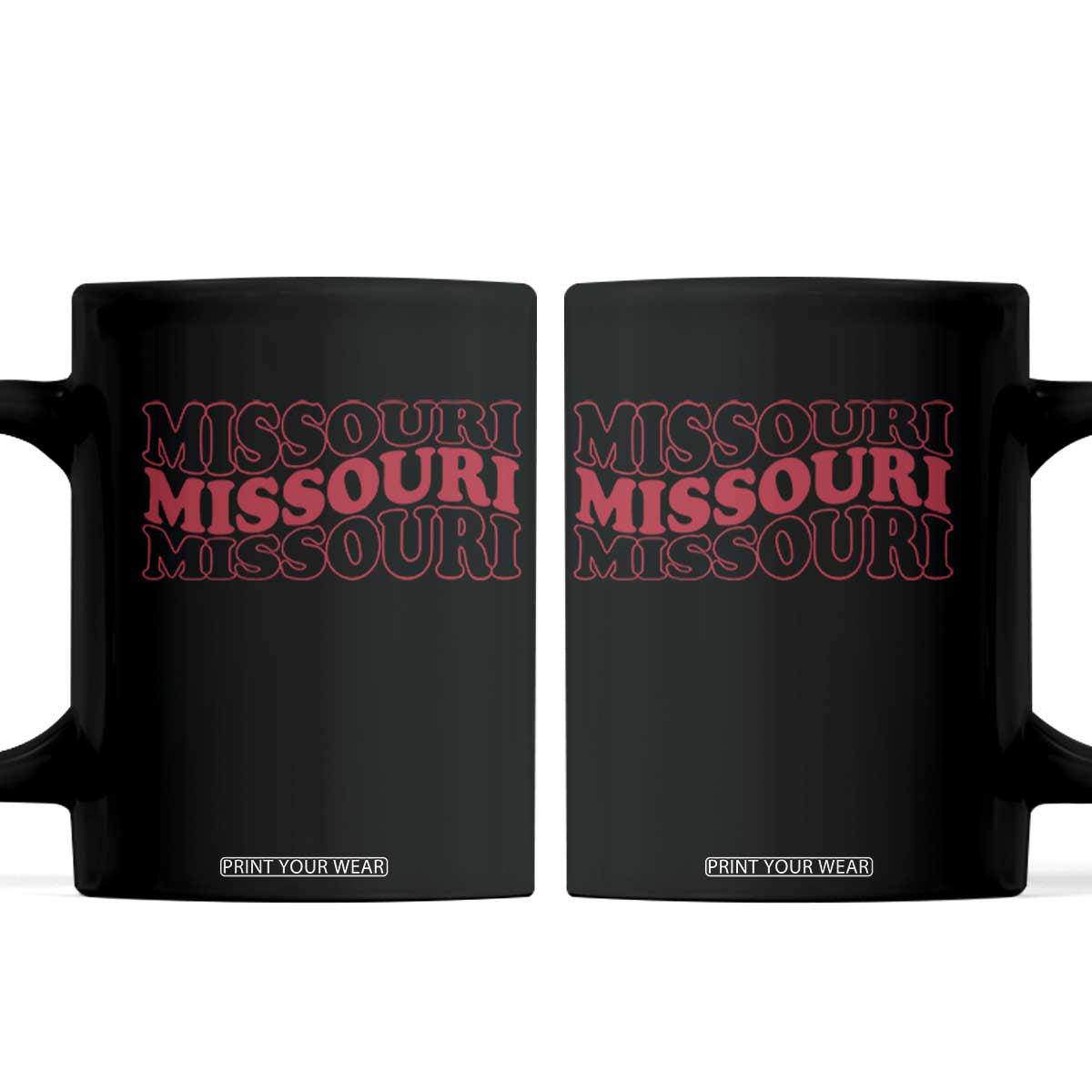 Retro Missouri State Pride Coffee Mug Groovy Wavy Typography TS12 Black Print Your Wear
