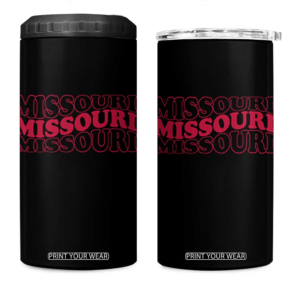 Retro Missouri State Pride 4 in 1 Can Cooler Tumbler Groovy Wavy Typography TS12 One Size: 16 oz Black Print Your Wear