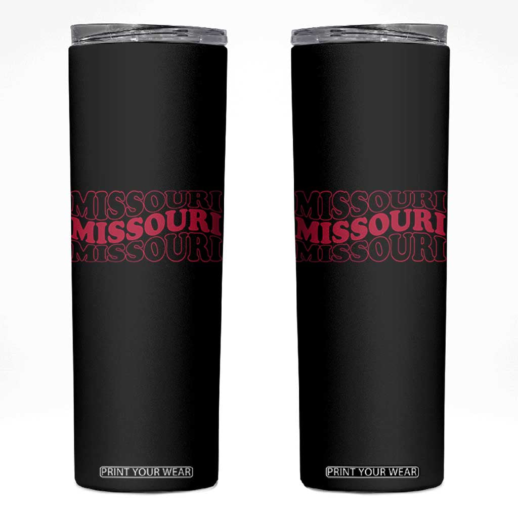 Retro Missouri State Pride Skinny Tumbler Groovy Wavy Typography TS12 Black Print Your Wear