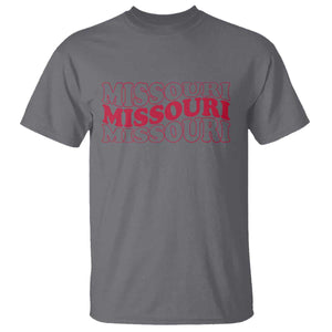 Retro Missouri State Pride T Shirt Groovy Wavy Typography TS12 Charcoal Print Your Wear