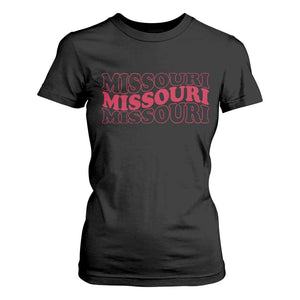 Retro Missouri State Pride T Shirt For Women Groovy Wavy Typography TS12 Black Print Your Wear