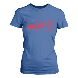 Retro Missouri State Pride T Shirt For Women Groovy Wavy Typography TS12 Royal Blue Print Your Wear