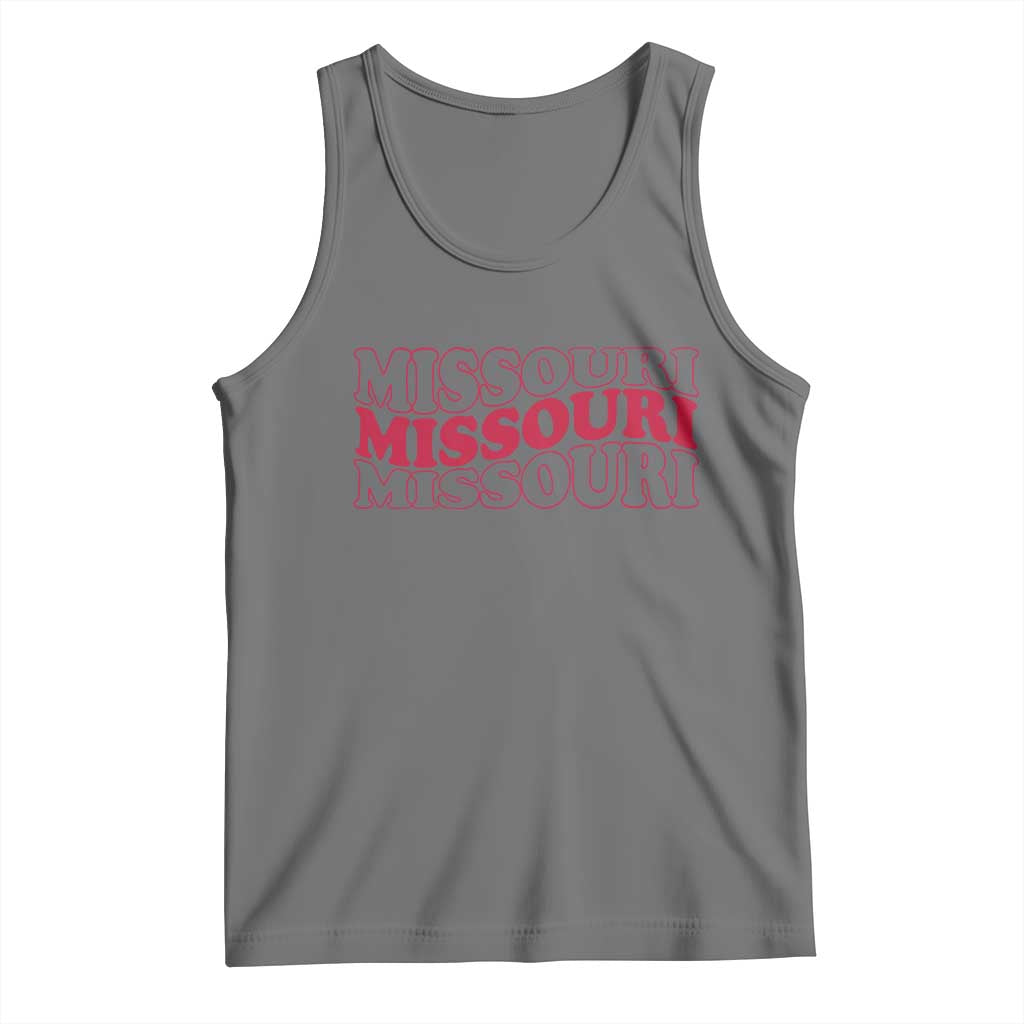 Retro Missouri State Pride Tank Top Groovy Wavy Typography TS12 Black Heather Print Your Wear