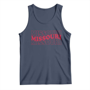 Retro Missouri State Pride Tank Top Groovy Wavy Typography TS12 Navy Print Your Wear