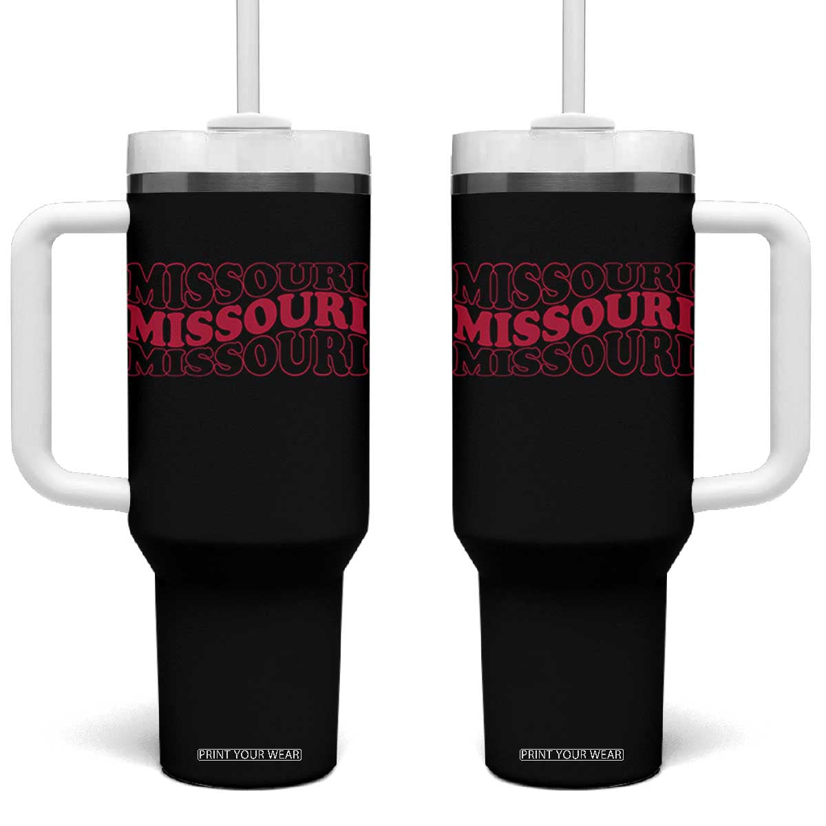 Retro Missouri State Pride Tumbler With Handle Groovy Wavy Typography TS12 One Size: 40 oz Black Print Your Wear