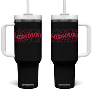 Retro Missouri State Pride Tumbler With Handle Groovy Wavy Typography TS12 One Size: 40 oz Black Print Your Wear