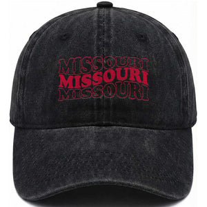 Retro Missouri State Pride Washed Cotton Baseball Cap Groovy Wavy Typography TS12 Print Your Wear