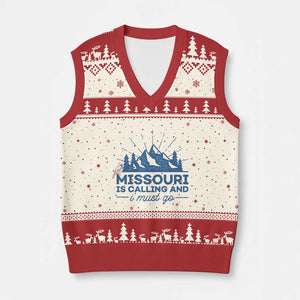 Missouri Traveling Lover V-Neck Knit Sweater Vest Missouri Is Calling And I Must Go TS12 Beige Red Print Your Wear