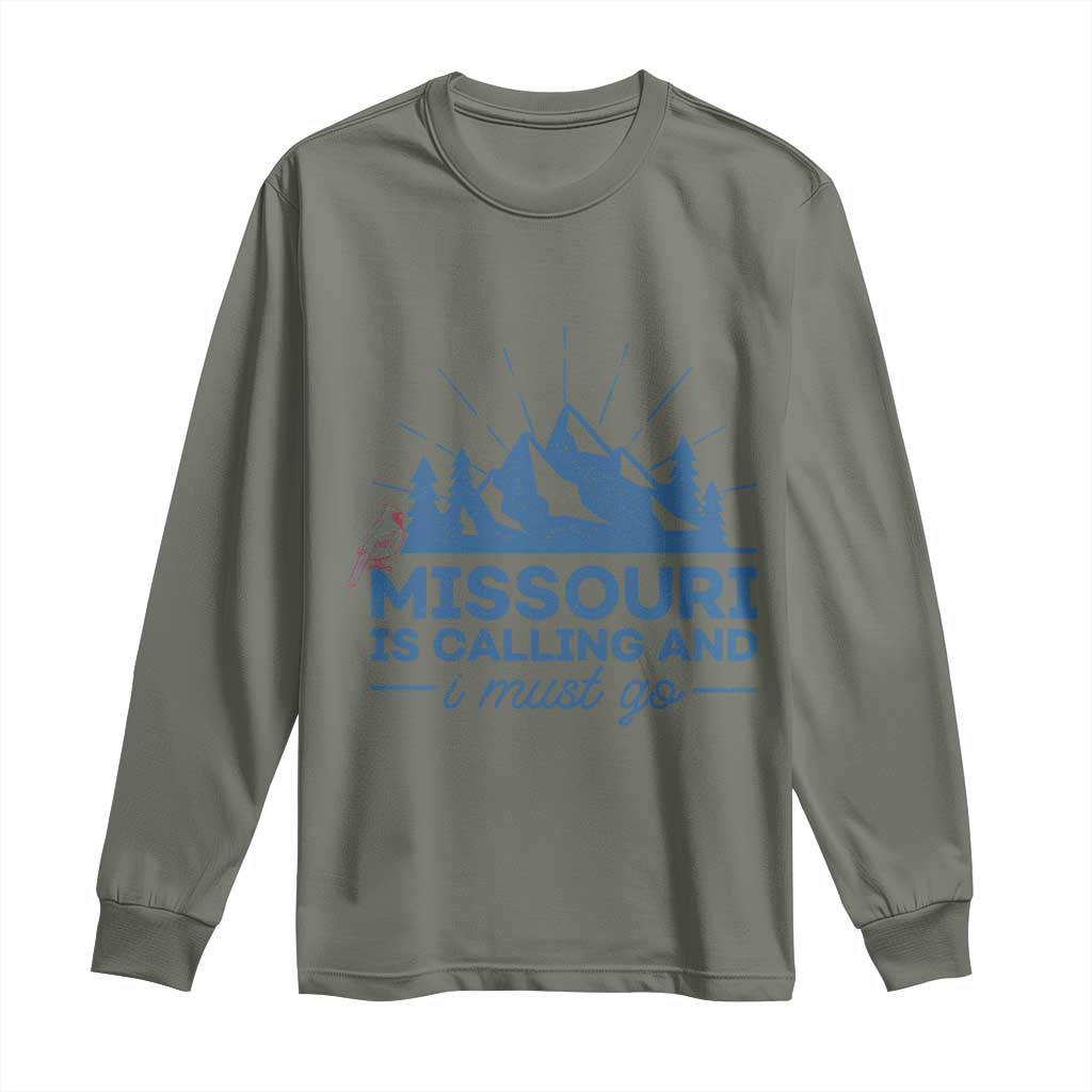 Missouri Traveling Lover Long Sleeve Shirt Missouri Is Calling And I Must Go TS12 Military Green Print Your Wear