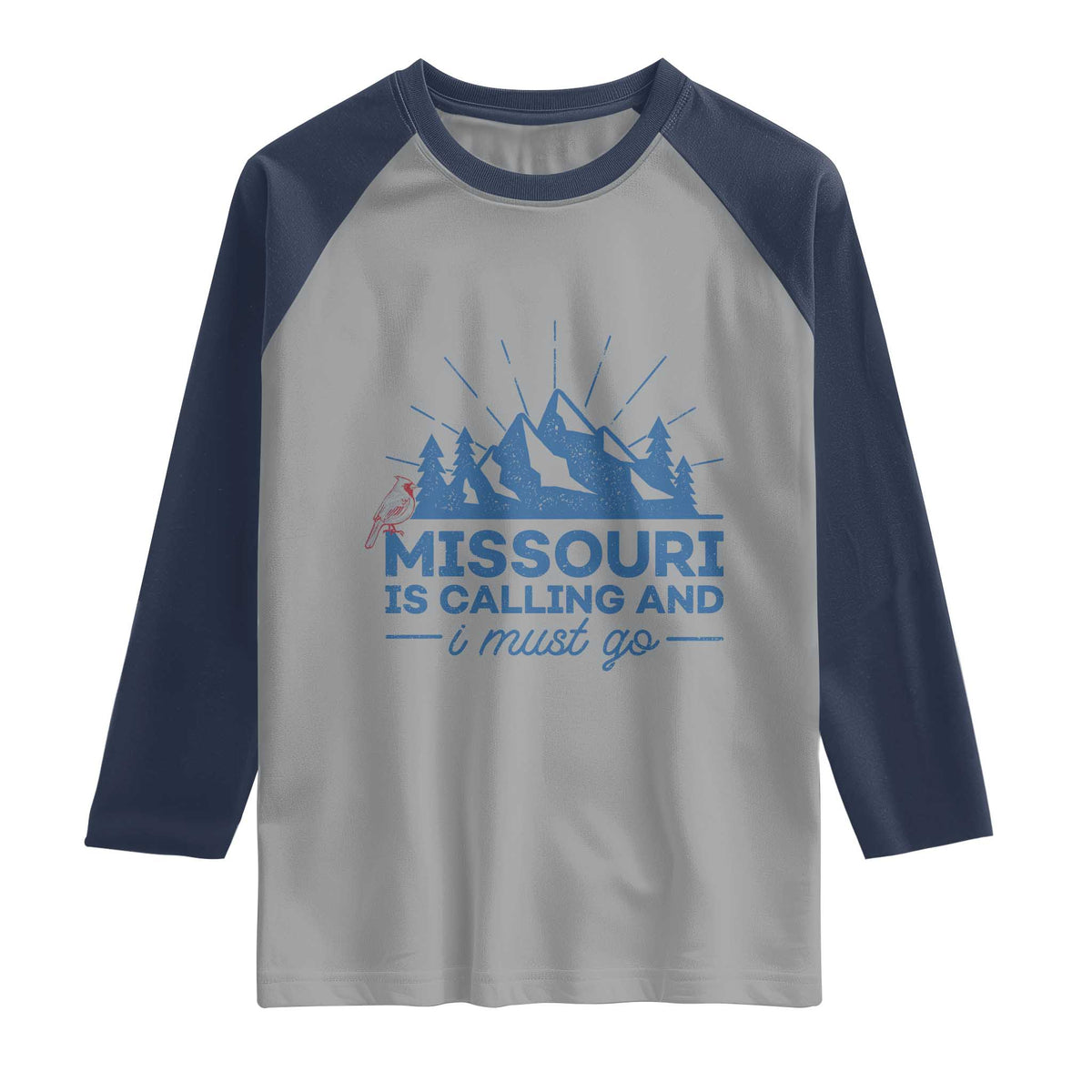 Missouri Traveling Lover Raglan Shirt Missouri Is Calling And I Must Go TS12 Sport Gray Navy Print Your Wear