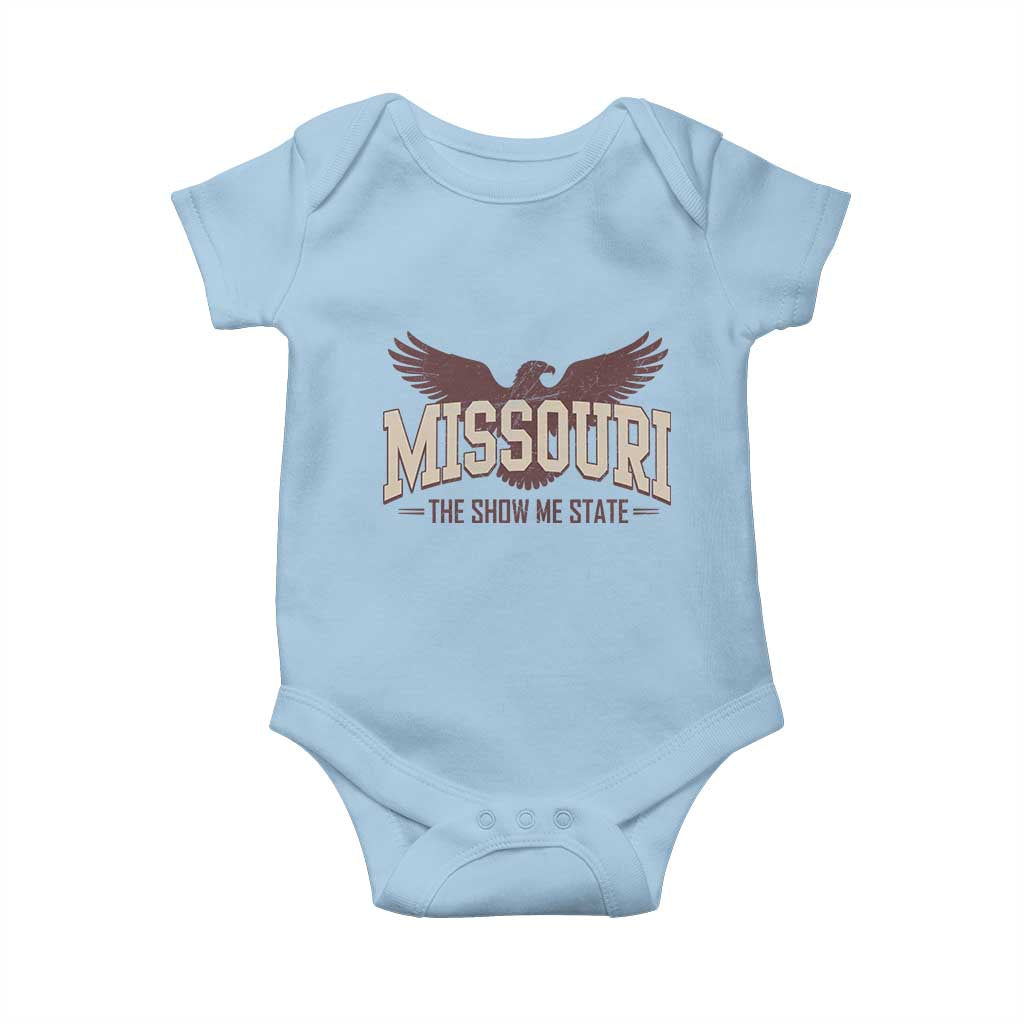 Vintage Missouri Eagle Baby Onesie Missouri The Show Me State Retro Distressed TS12 Light Blue Print Your Wear