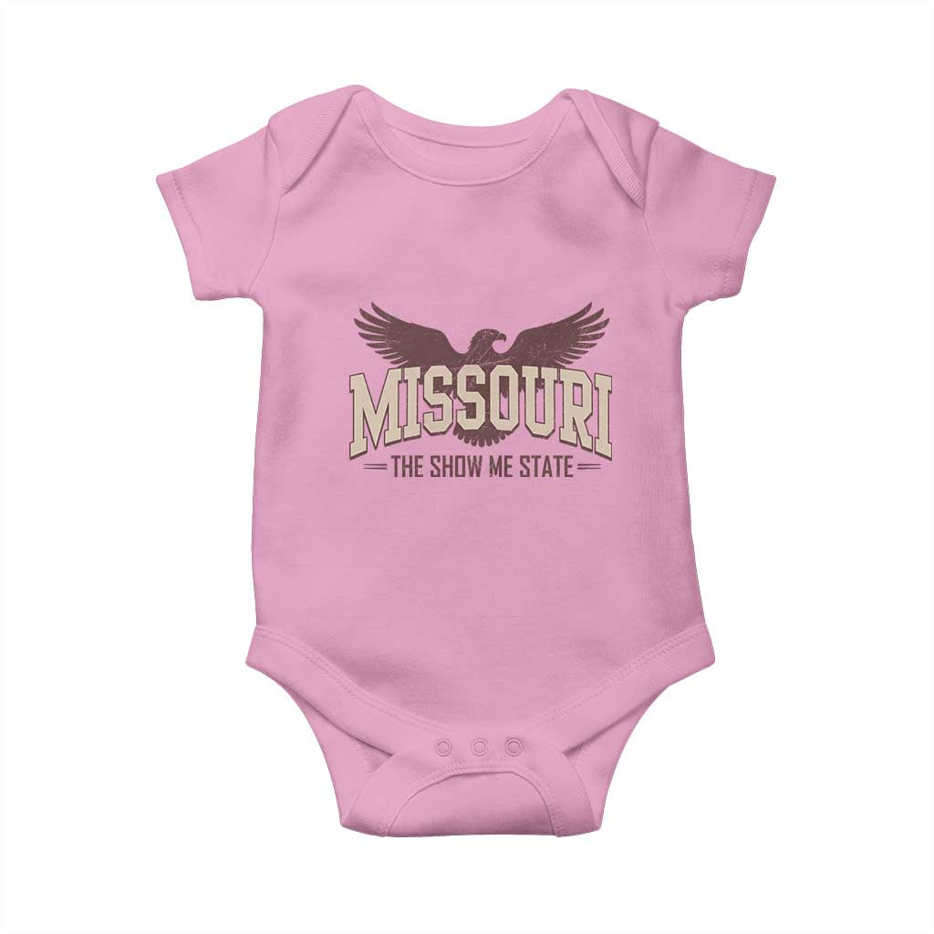 Vintage Missouri Eagle Baby Onesie Missouri The Show Me State Retro Distressed TS12 Light Pink Print Your Wear