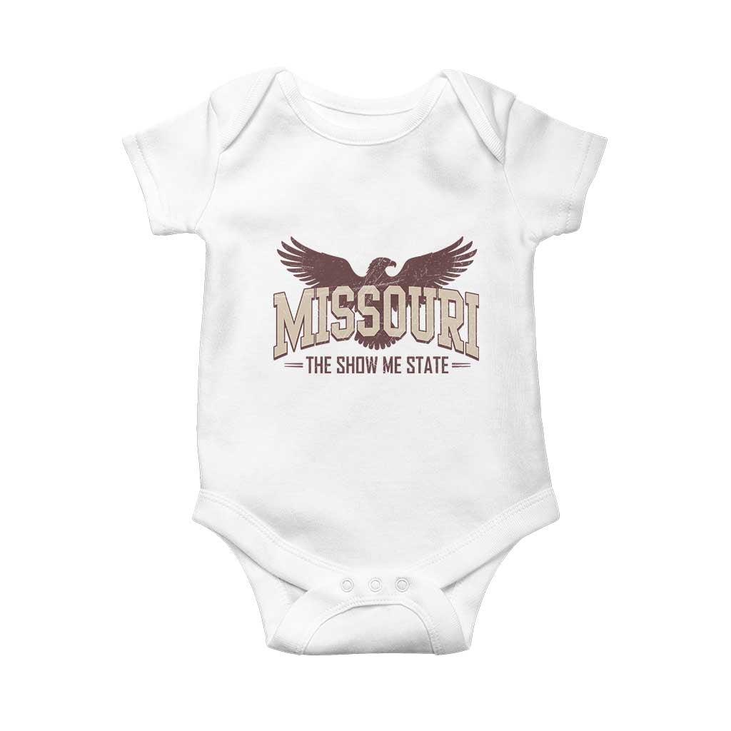 Vintage Missouri Eagle Baby Onesie Missouri The Show Me State Retro Distressed TS12 White Print Your Wear
