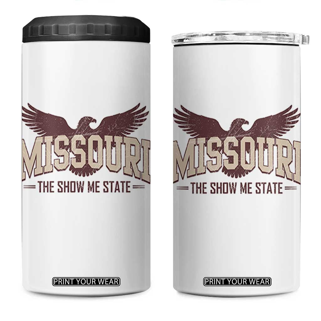 Vintage Missouri Eagle 4 in 1 Can Cooler Tumbler Missouri The Show Me State Retro Distressed TS12 One Size: 16 oz White Print Your Wear