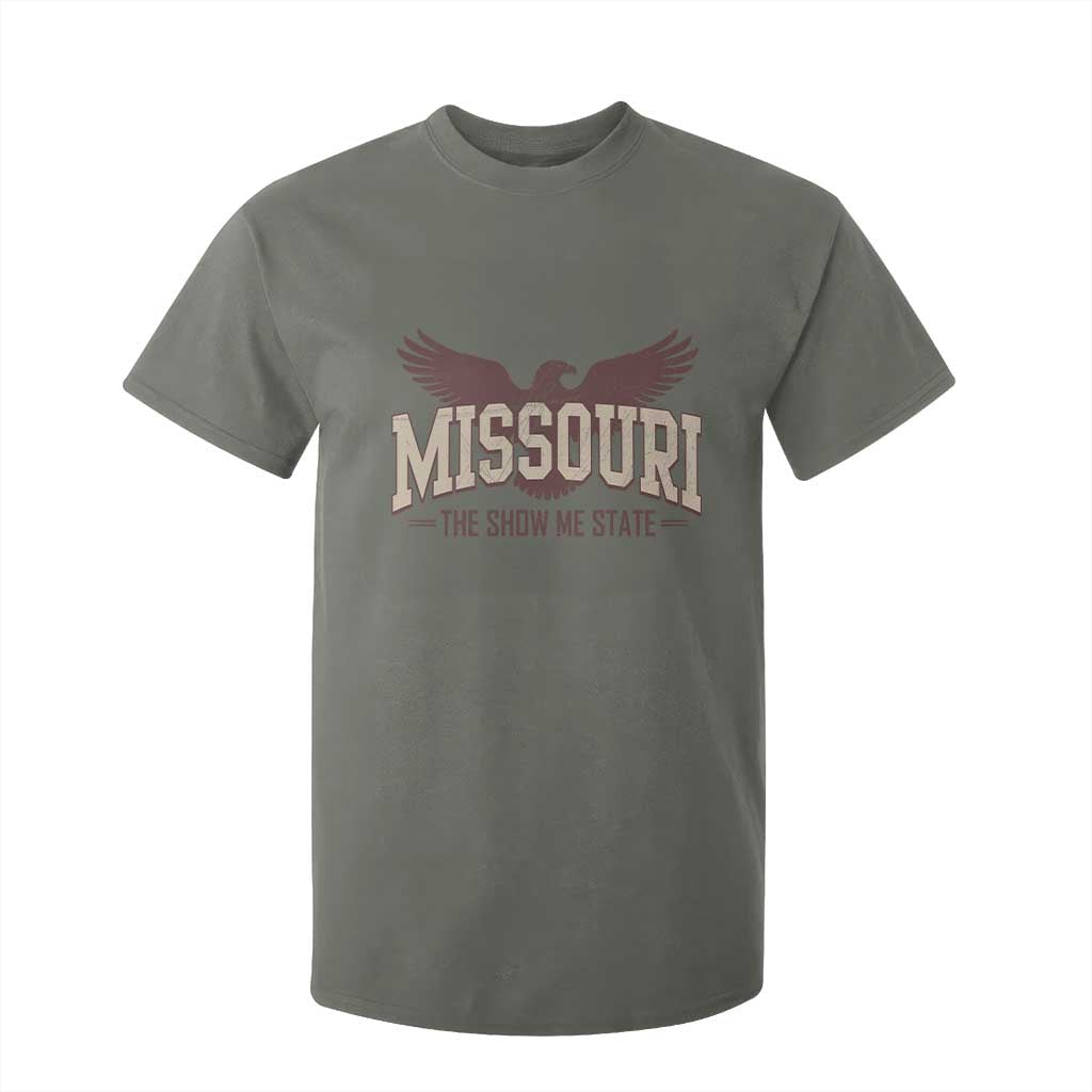 Vintage Missouri Eagle T Shirt For Kid Missouri The Show Me State Retro Distressed TS12 Military Green Print Your Wear