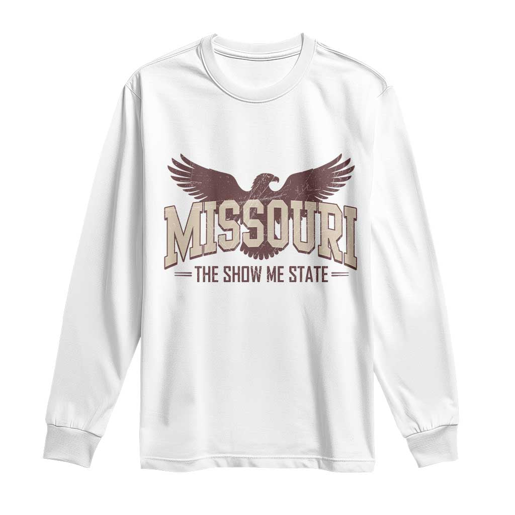 Vintage Missouri Eagle Long Sleeve Shirt Missouri The Show Me State Retro Distressed TS12 White Print Your Wear