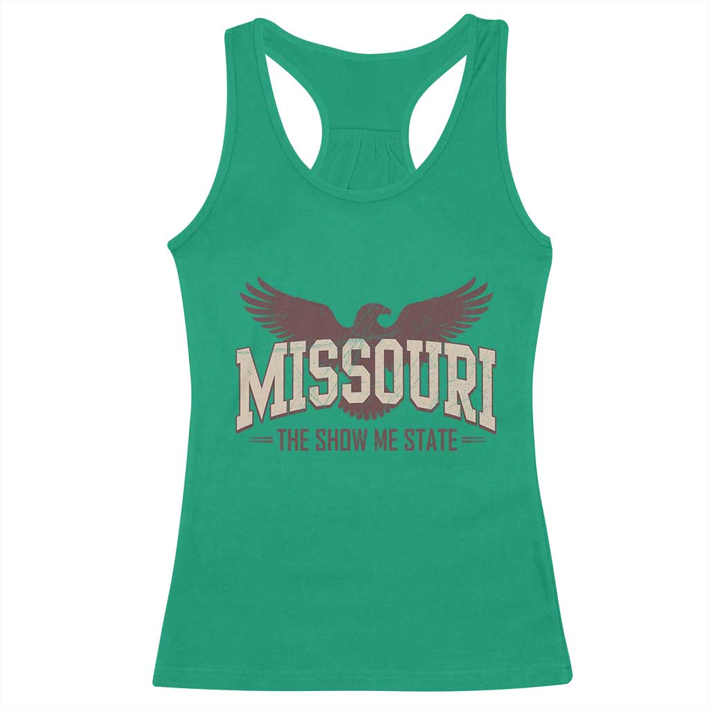 Vintage Missouri Eagle Racerback Tank Top Missouri The Show Me State Retro Distressed TS12 Irish Green Print Your Wear