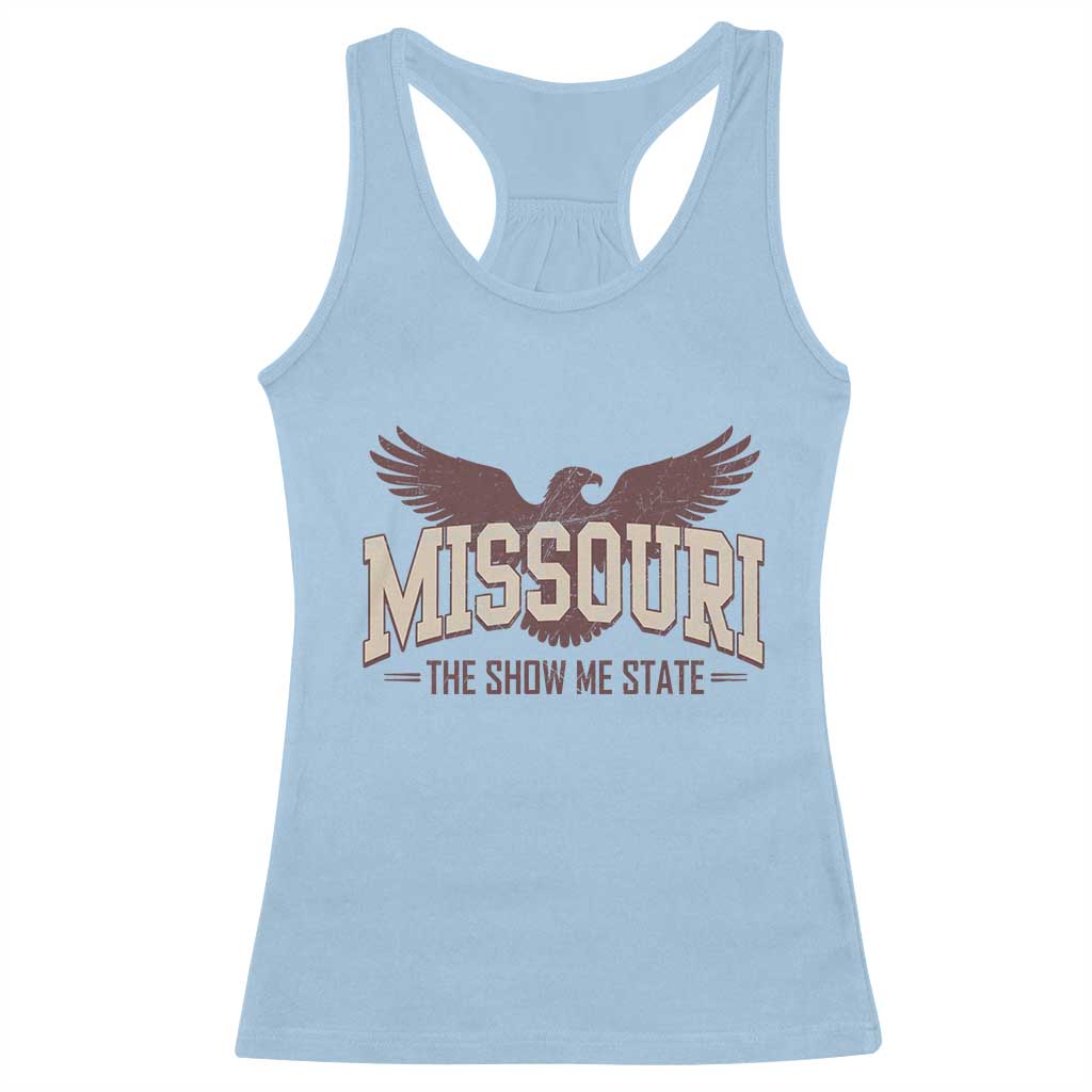 Vintage Missouri Eagle Racerback Tank Top Missouri The Show Me State Retro Distressed TS12 Light Blue Print Your Wear