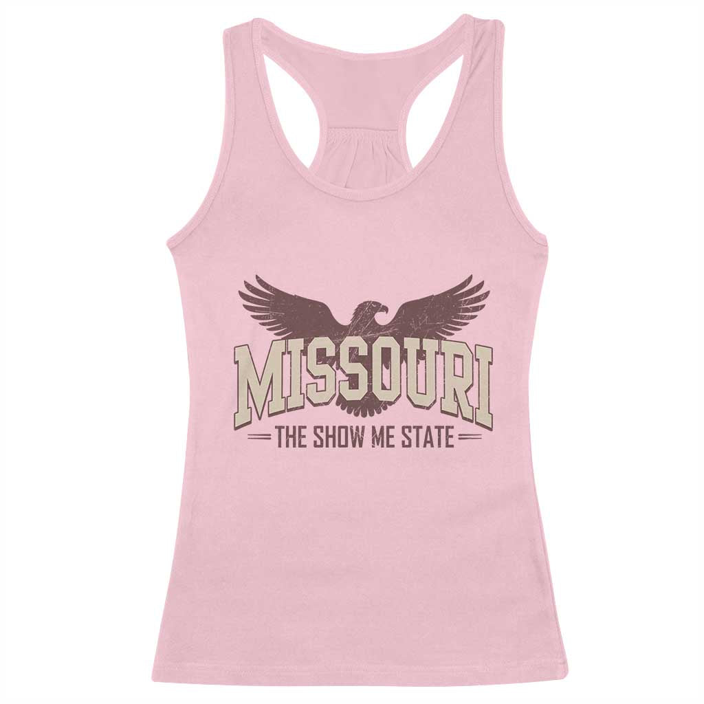 Vintage Missouri Eagle Racerback Tank Top Missouri The Show Me State Retro Distressed TS12 Light Pink Print Your Wear