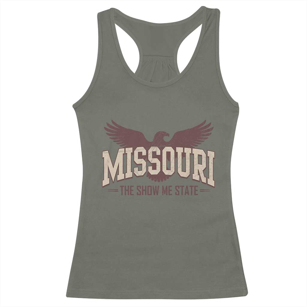 Vintage Missouri Eagle Racerback Tank Top Missouri The Show Me State Retro Distressed TS12 Military Green Print Your Wear