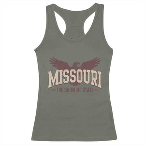 Vintage Missouri Eagle Racerback Tank Top Missouri The Show Me State Retro Distressed TS12 Military Green Print Your Wear