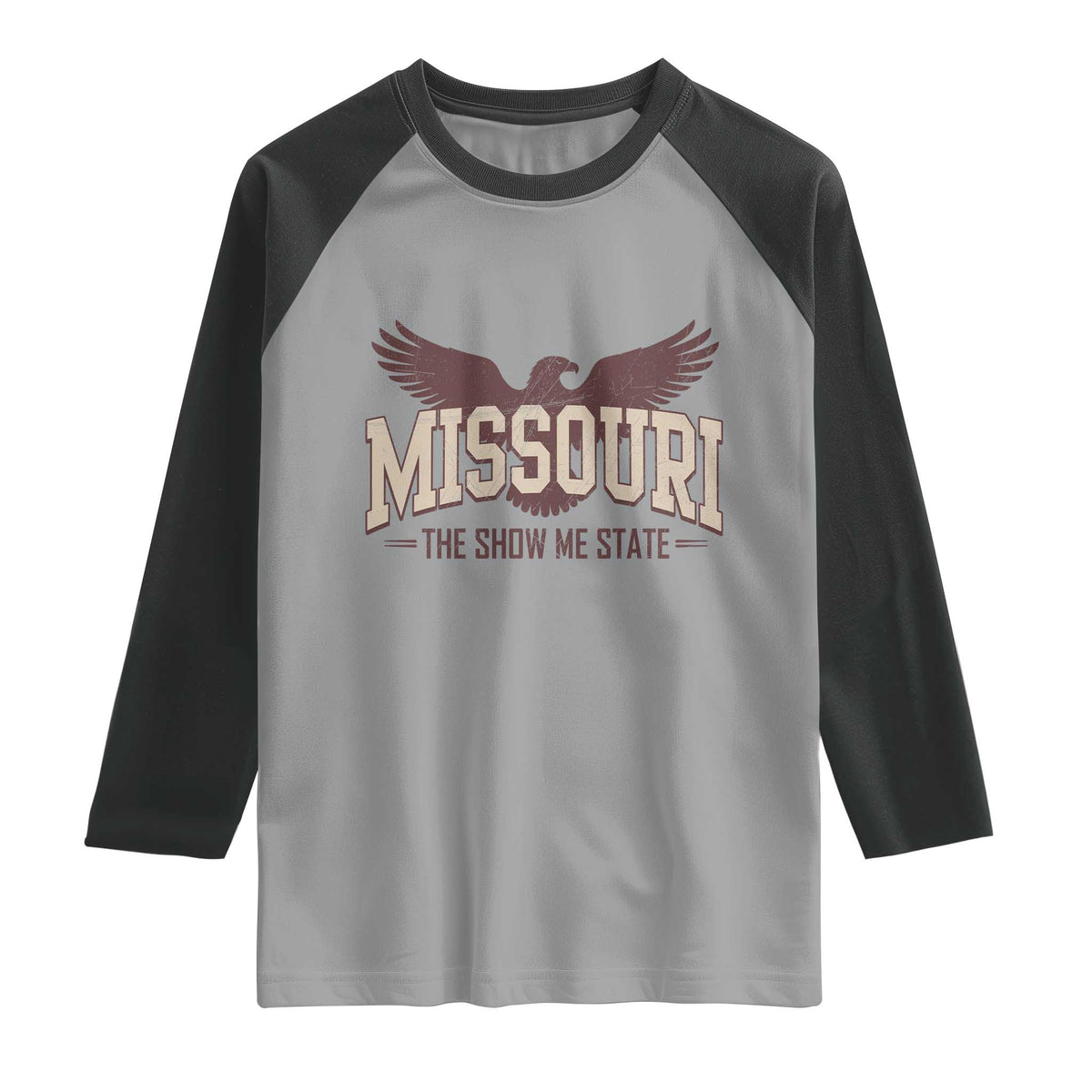Vintage Missouri Eagle Raglan Shirt Missouri The Show Me State Retro Distressed TS12 Sport Gray Black Print Your Wear