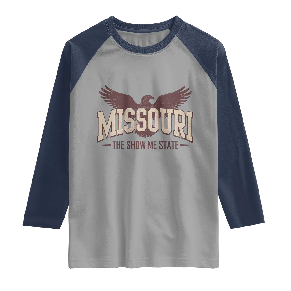 Vintage Missouri Eagle Raglan Shirt Missouri The Show Me State Retro Distressed TS12 Sport Gray Navy Print Your Wear