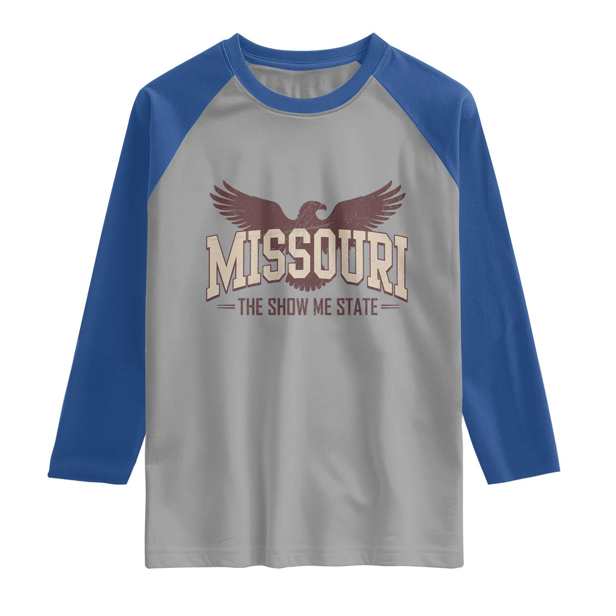 Vintage Missouri Eagle Raglan Shirt Missouri The Show Me State Retro Distressed TS12 Sport Gray Royal Print Your Wear