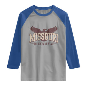Vintage Missouri Eagle Raglan Shirt Missouri The Show Me State Retro Distressed TS12 Sport Gray Royal Print Your Wear