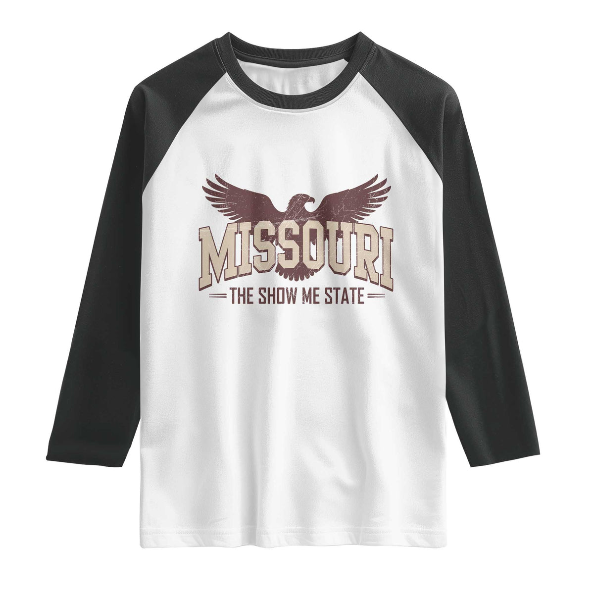 Vintage Missouri Eagle Raglan Shirt Missouri The Show Me State Retro Distressed TS12 White Black Print Your Wear