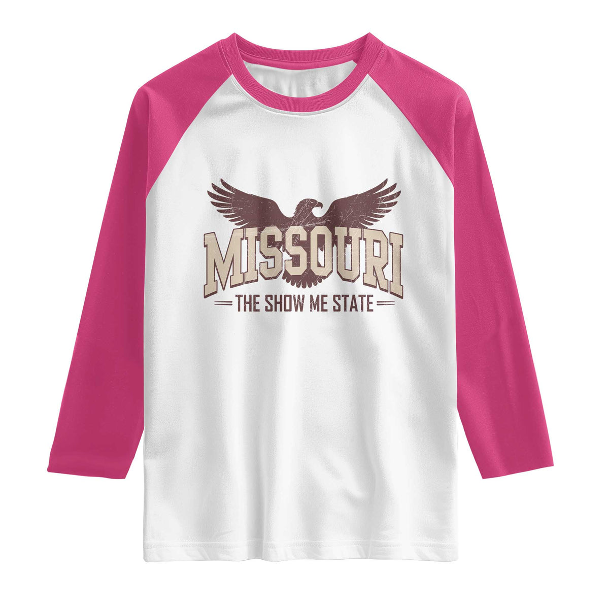 Vintage Missouri Eagle Raglan Shirt Missouri The Show Me State Retro Distressed TS12 White Heliconia Print Your Wear