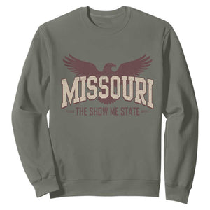 Vintage Missouri Eagle Sweatshirt Missouri The Show Me State Retro Distressed TS12 Military Green Print Your Wear