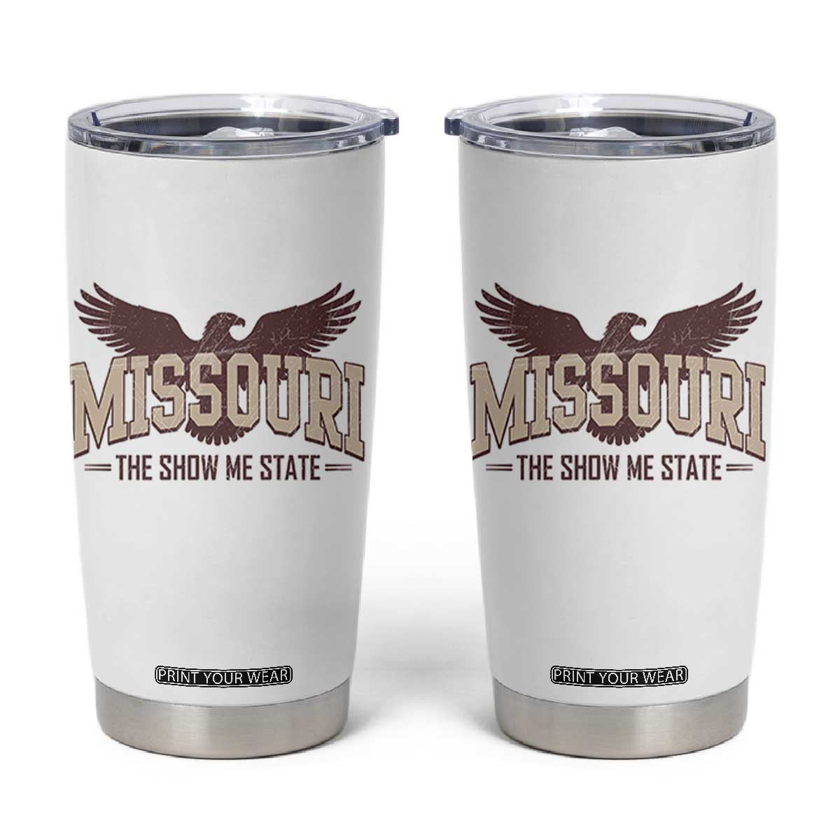 Vintage Missouri Eagle Tumbler Cup Missouri The Show Me State Retro Distressed TS12 White Print Your Wear
