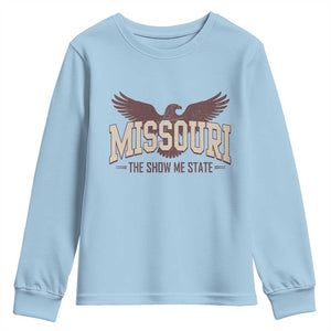 Vintage Missouri Eagle Youth Sweatshirt Missouri The Show Me State Retro Distressed TS12 Light Blue Print Your Wear