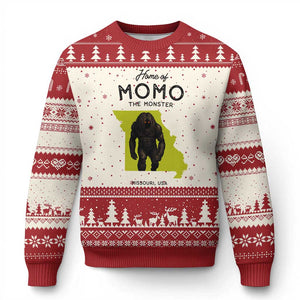 Louisiana Missouri Cryptid Lover Ugly Christmas Sweater Home Of Momo The Monster TS12 Beige Red Print Your Wear
