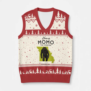 Louisiana Missouri Cryptid Lover V-Neck Knit Sweater Vest Home Of Momo The Monster TS12 Beige Red Print Your Wear