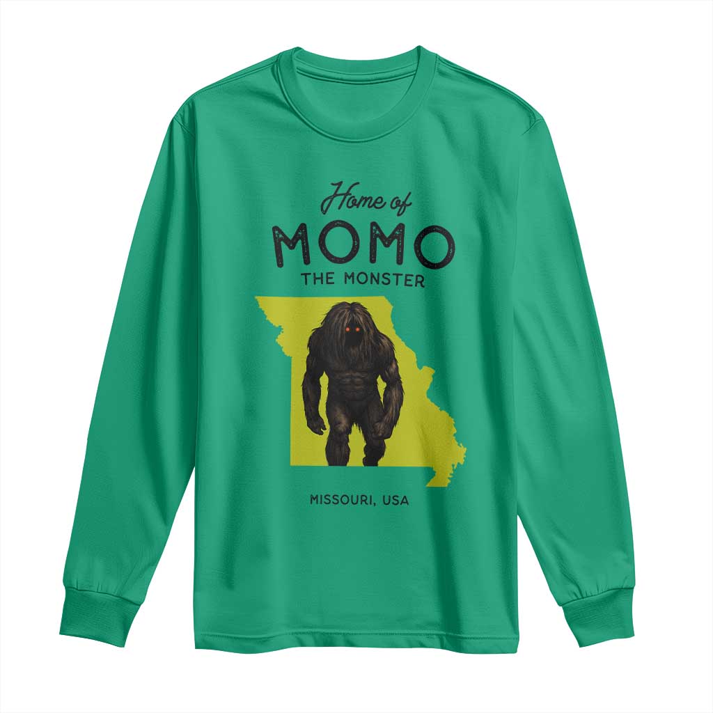 Louisiana Missouri Cryptid Lover Long Sleeve Shirt Home Of Momo The Monster TS12 Irish Green Print Your Wear