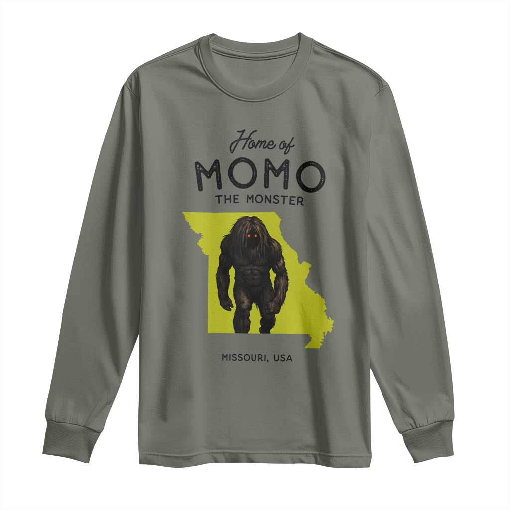 Louisiana Missouri Cryptid Lover Long Sleeve Shirt Home Of Momo The Monster TS12 Military Green Print Your Wear