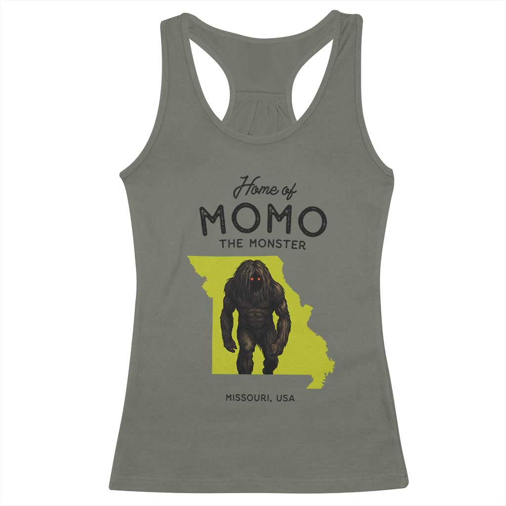 Louisiana Missouri Cryptid Lover Racerback Tank Top Home Of Momo The Monster TS12 Military Green Print Your Wear