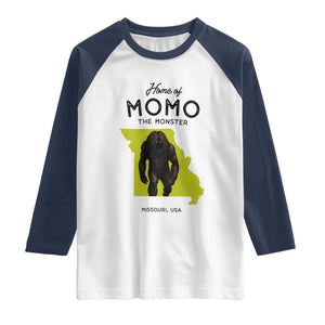 Louisiana Missouri Cryptid Lover Raglan Shirt Home Of Momo The Monster TS12 White Navy Print Your Wear