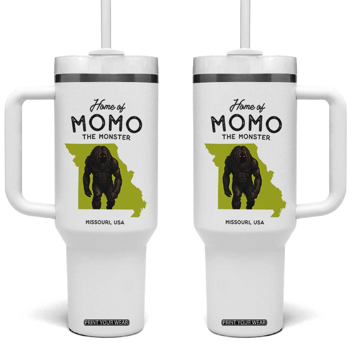 Louisiana Missouri Cryptid Lover Tumbler With Handle Home Of Momo The Monster TS12 One Size: 40 oz White Print Your Wear