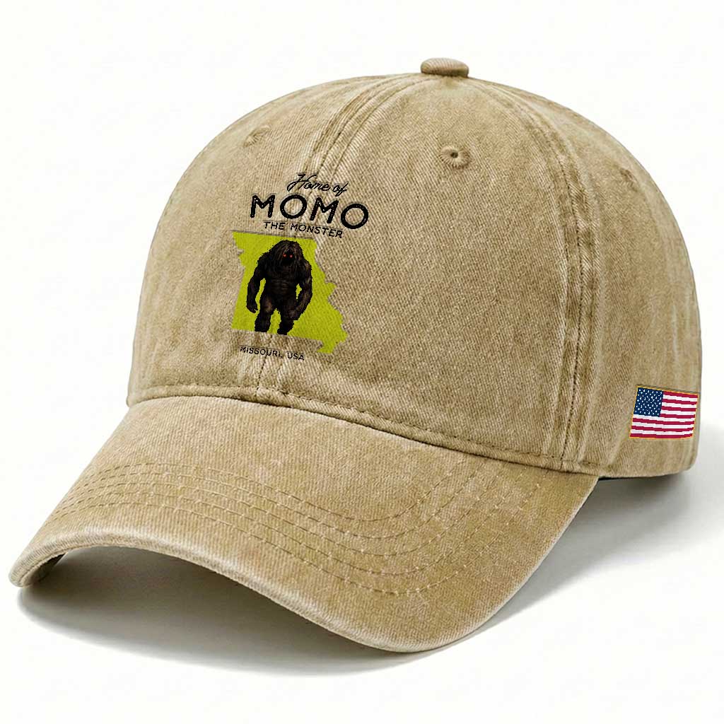 Louisiana Missouri Cryptid Lover Washed Cotton Baseball Cap Home Of Momo The Monster TS12 Print Your Wear