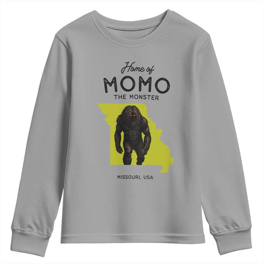 Louisiana Missouri Cryptid Lover Youth Sweatshirt Home Of Momo The Monster TS12 Sport Gray Print Your Wear