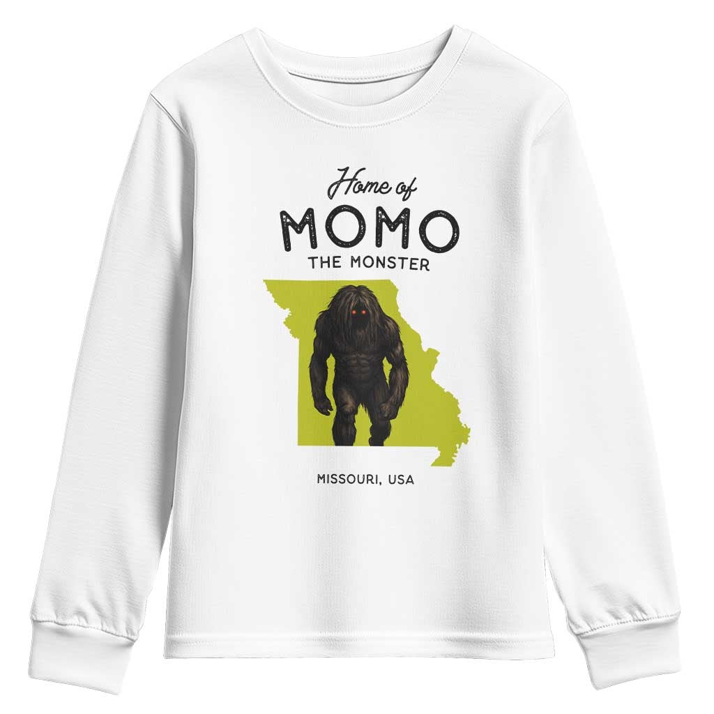 Louisiana Missouri Cryptid Lover Youth Sweatshirt Home Of Momo The Monster TS12 White Print Your Wear