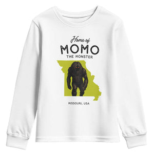Louisiana Missouri Cryptid Lover Youth Sweatshirt Home Of Momo The Monster TS12 White Print Your Wear