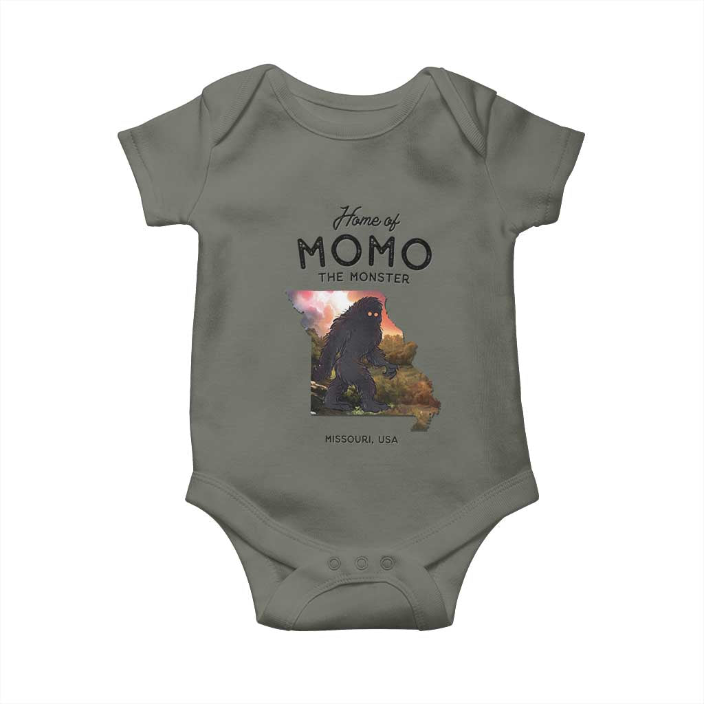 Momo The Monster Folklore Baby Onesie Louisiana Missouri Cryptid Lover Gift TS12 Military Green Print Your Wear